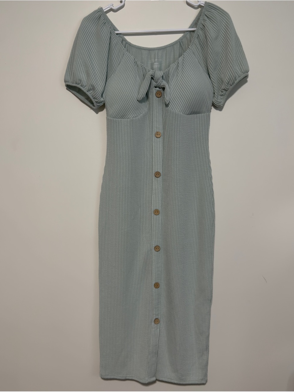 No Boundaries Sage Green Button-Front Midi Dress